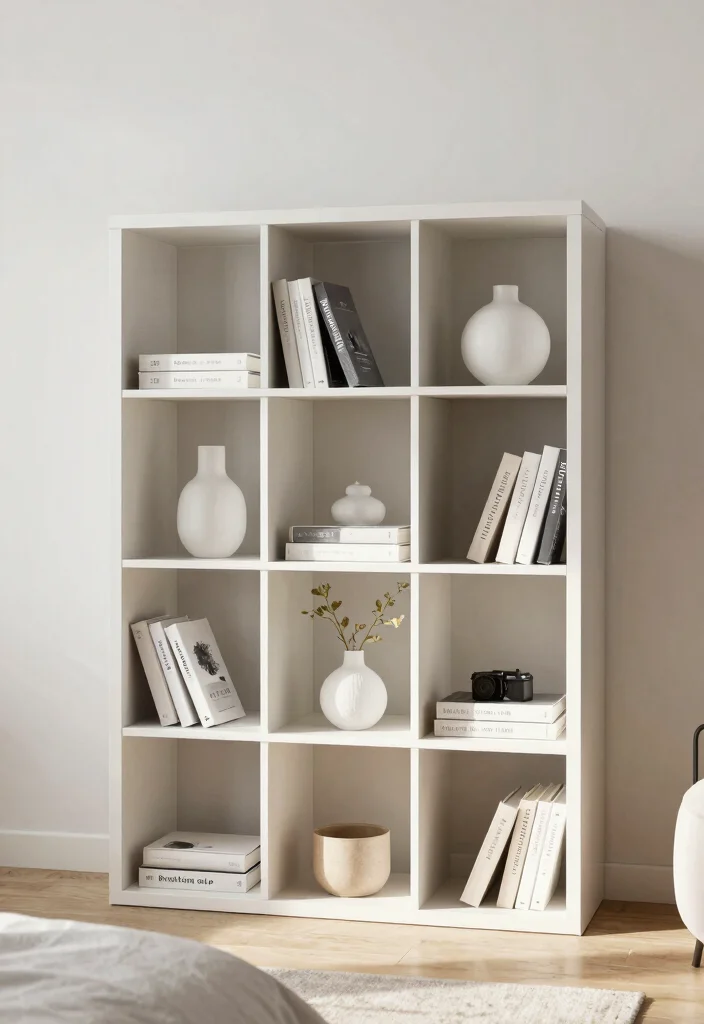 17 Bookshelves Ideas for Bedroom Organized Stylish Storage - 3. Minimalist Cube Shelving 1