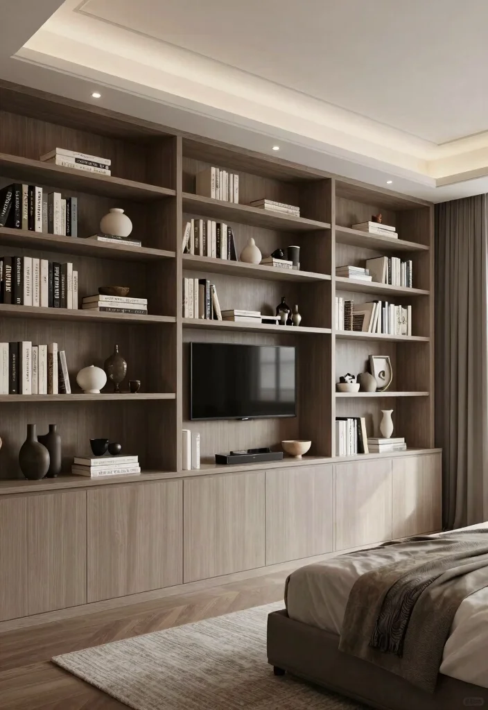 17 Bookshelves Ideas for Bedroom Organized Stylish Storage - 8. Built-in Bookshelves for Seamless Integration 1