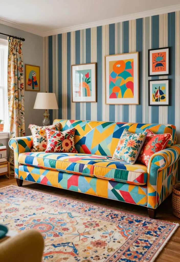 17 Closed Living Room Ideas Private Cozy Layouts - 5. Playful Patterns 1