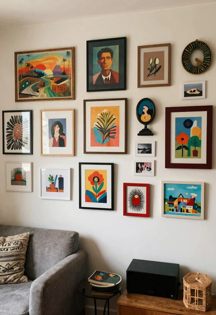 17 Closed Living Room Ideas Private Cozy Layouts - 7. Artistic Walls 1