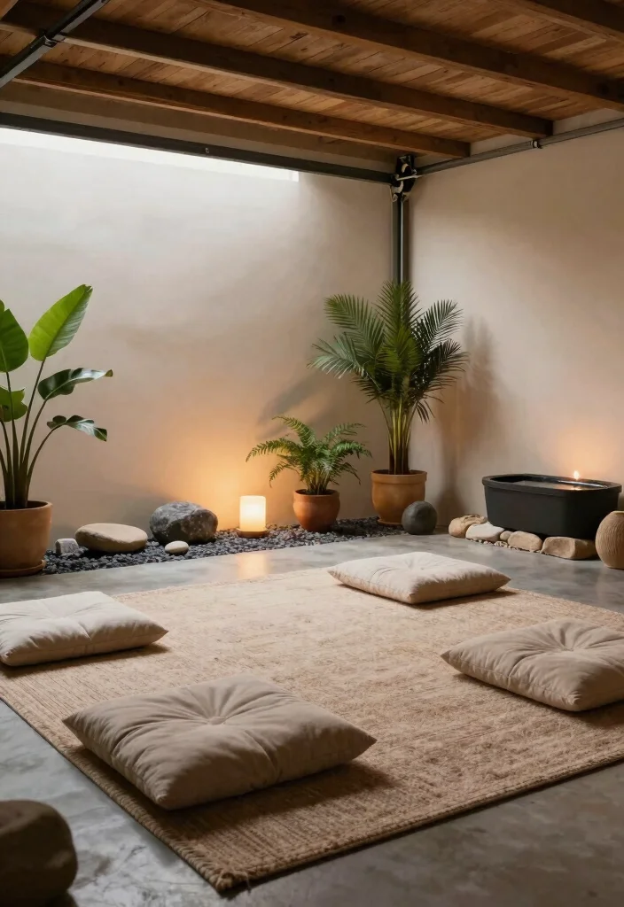 17 Garage Living Room Ideas: Smart Conversions That Work - 11. Zen Meditation Space 1