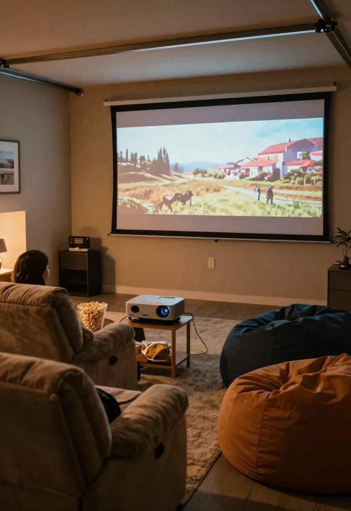 17 Garage Living Room Ideas: Smart Conversions That Work - 16. Movie Room Experience 1