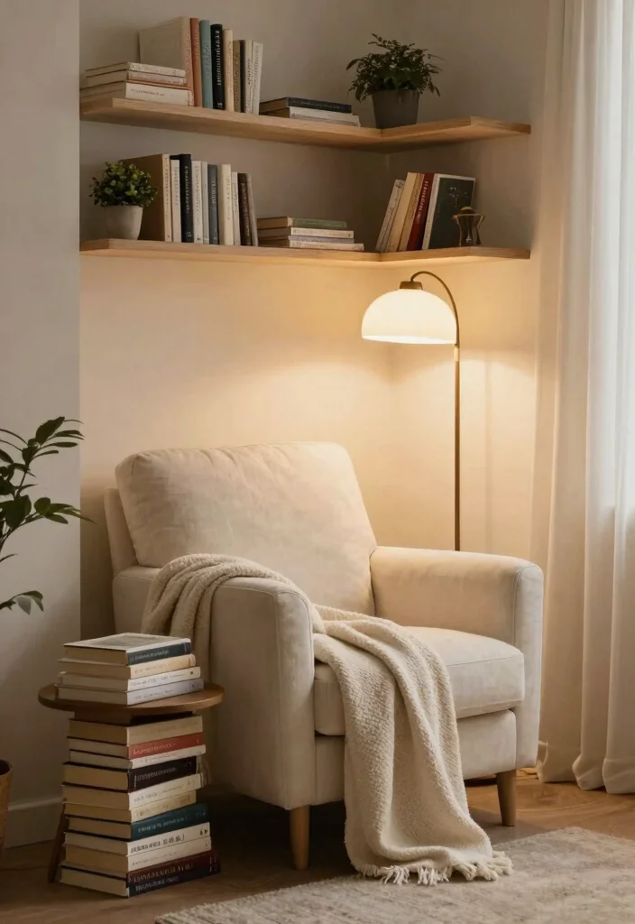 17 Ivory Living Room Ideas: Soft, Elegant, and Timeless - 10. Cozy Reading Nook 1