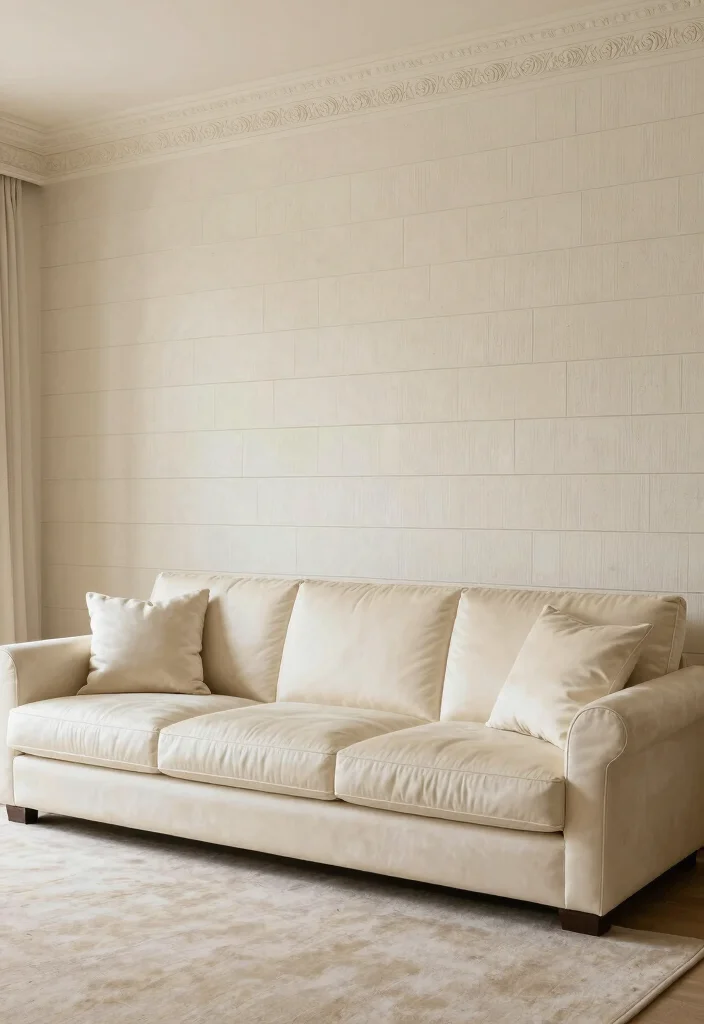 17 Ivory Living Room Ideas: Soft, Elegant, and Timeless - 12. Textured Wall Treatments 1