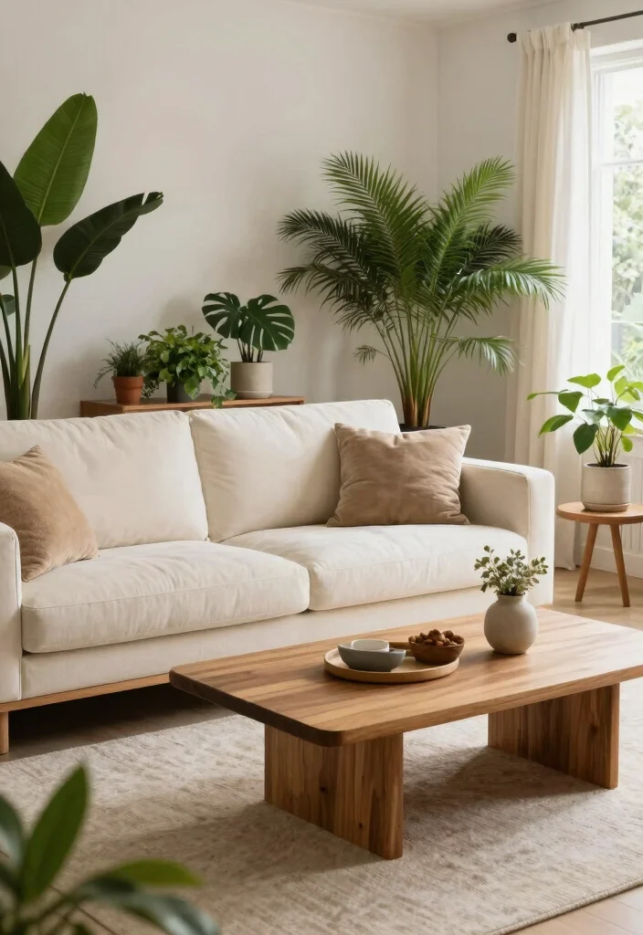 17 Ivory Living Room Ideas: Soft, Elegant, and Timeless - 7. Natural Elements 1