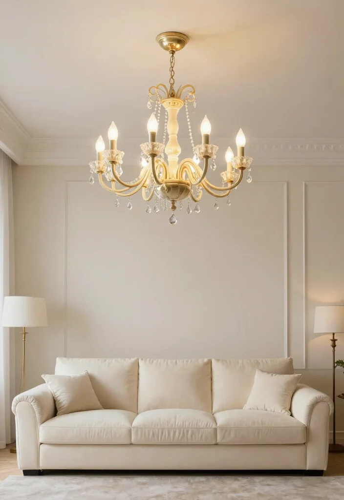 17 Ivory Living Room Ideas: Soft, Elegant, and Timeless - 8. Statement Lighting 1