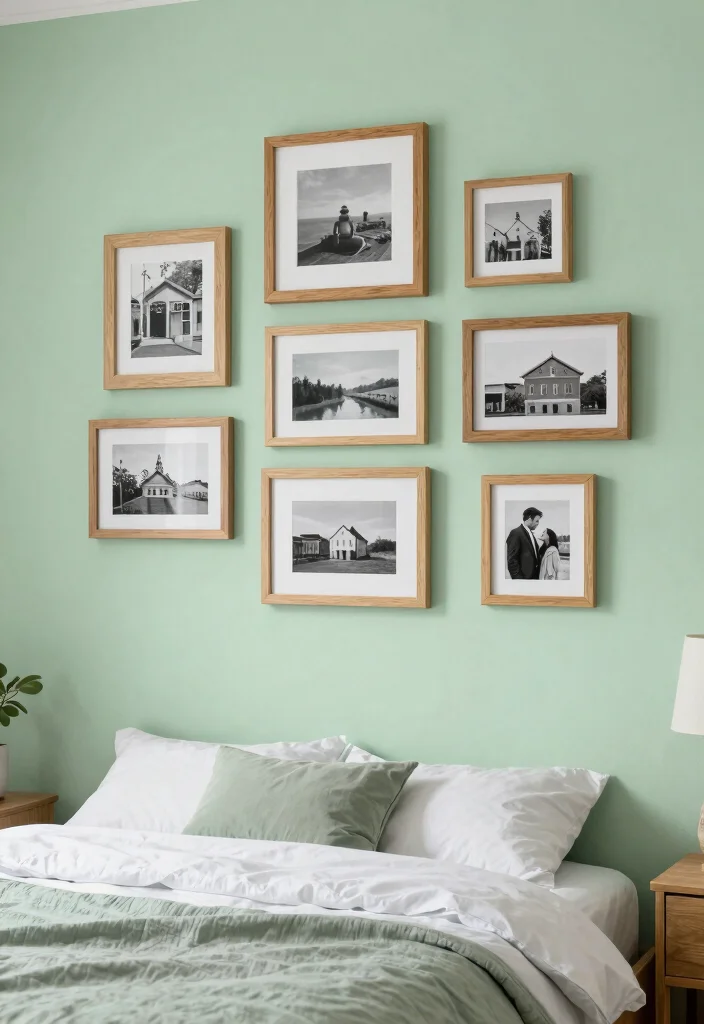 17 Light Green Bedroom Aesthetic Ideas Fresh Calm Vibes - 11. Personalized Touches 1