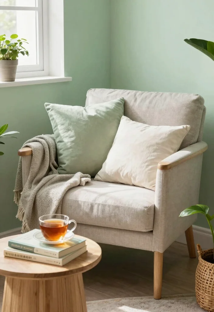 17 Light Green Bedroom Aesthetic Ideas Fresh Calm Vibes - 14. A Cozy Reading Nook 1