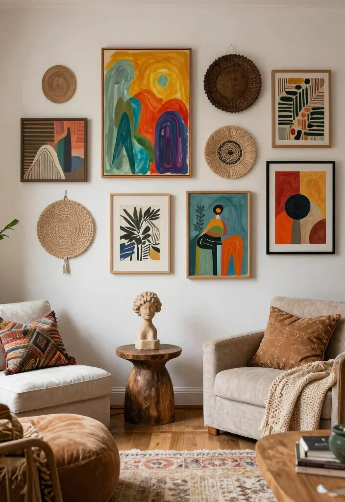 17 Living Room Cozy Ideas for Warm Relaxing Vibes - 10. Incorporating Art 1