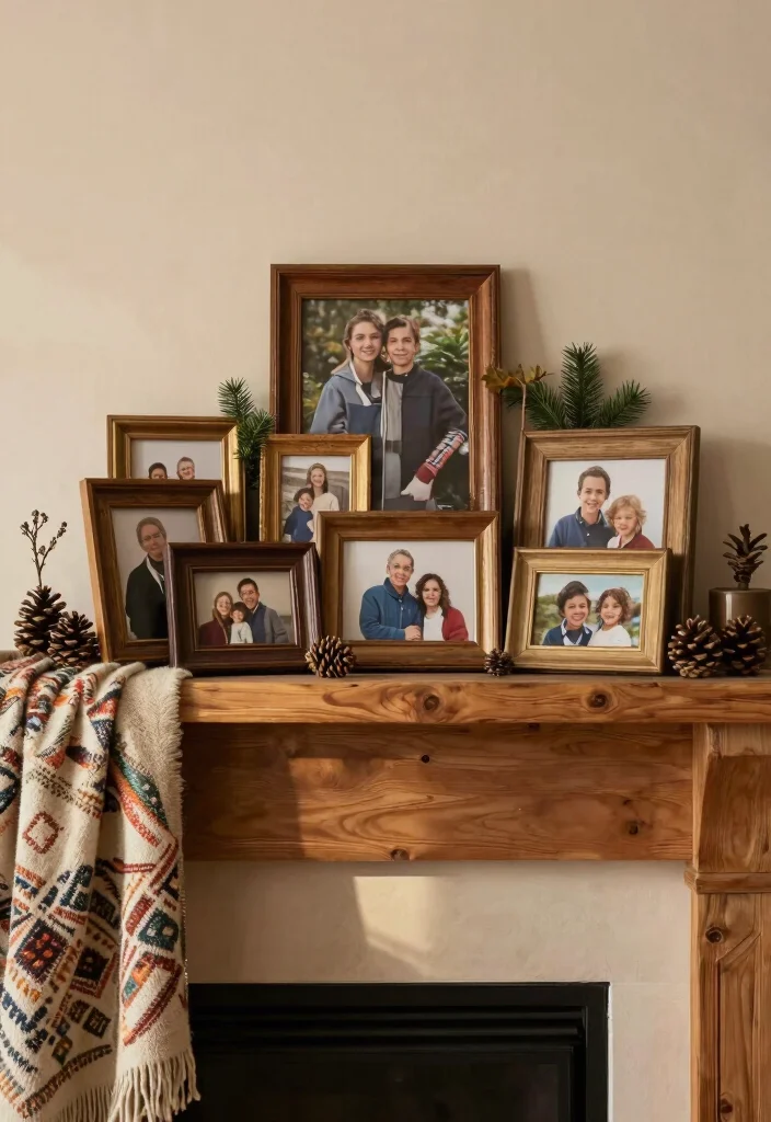 17 Living Room Mantle Decor Ideas Balanced and Beautiful - 1. Create a Gallery of Family Photos 1