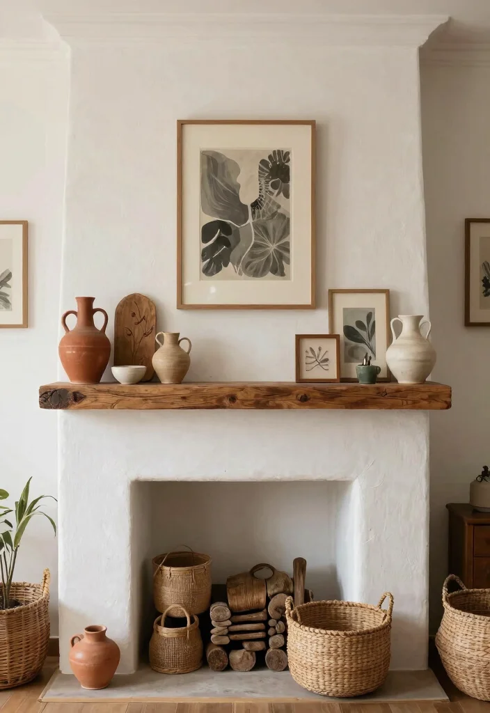 17 Living Room Mantle Decor Ideas Balanced and Beautiful - 12. Add Personal Touches with Handmade Decor 1