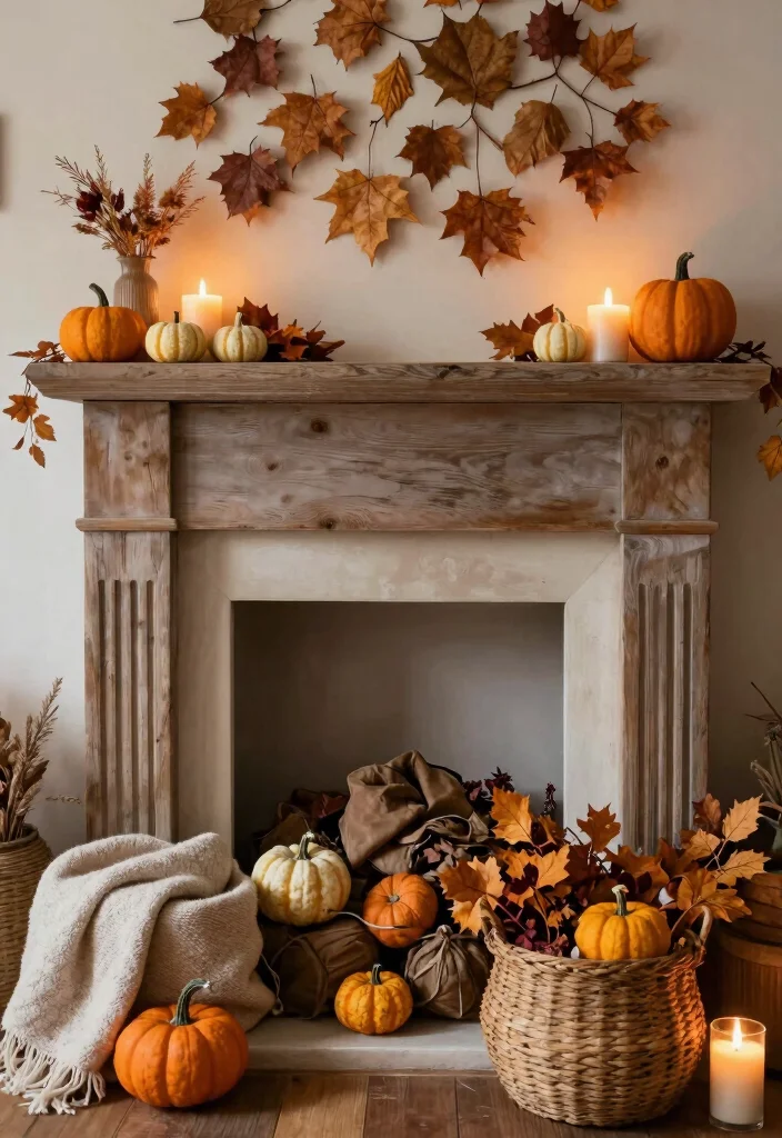 17 Living Room Mantle Decor Ideas Balanced and Beautiful - 2. Seasonal Styling with Natural Elements 1