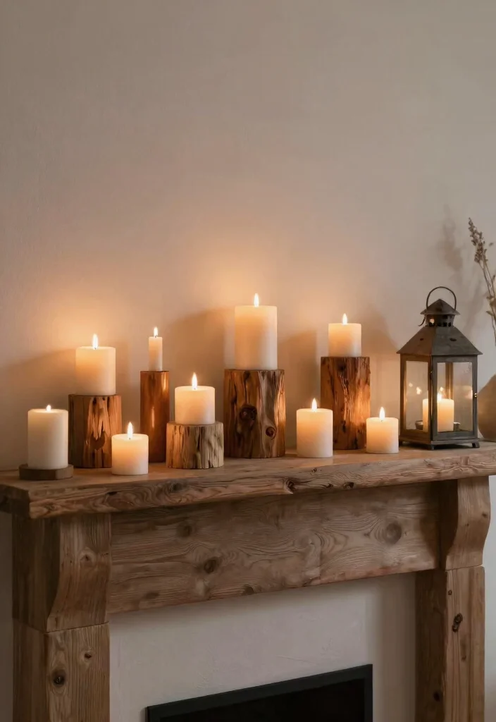 17 Living Room Mantle Decor Ideas Balanced and Beautiful - 8. Mix and Match Candle Displays 1
