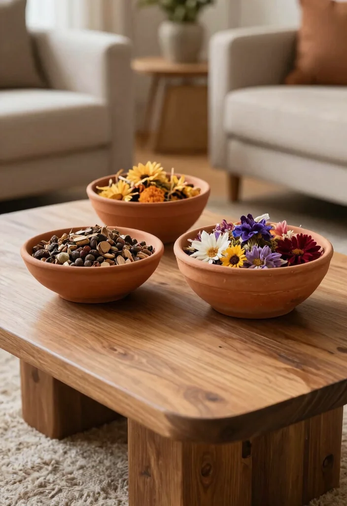 17 Living Room Terracotta Ideas: Earthy Warm Tones - 13. Terracotta Decorative Bowls 1