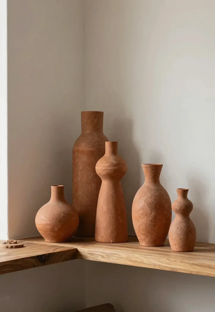 17 Living Room Terracotta Ideas: Earthy Warm Tones - 15. Unique Terracotta Sculptures 1