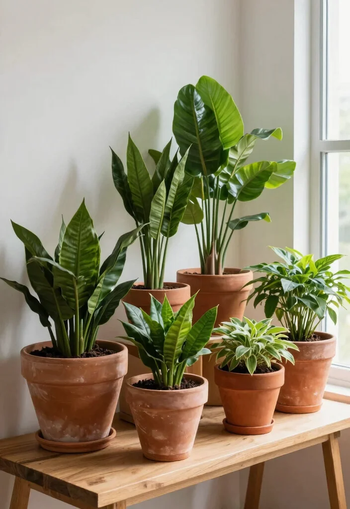 17 Living Room Terracotta Ideas: Earthy Warm Tones - 3. Rustic Terracotta Planters 1