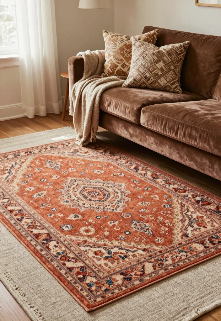 17 Living Room Terracotta Ideas: Earthy Warm Tones - 6. Bohemian Terracotta Textiles 1
