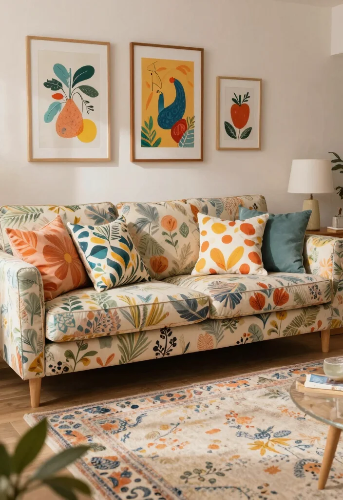 17 Messy Living Room Aesthetic Ideas: Lived-In Cozy Charm - 13. Playful Patterns 1