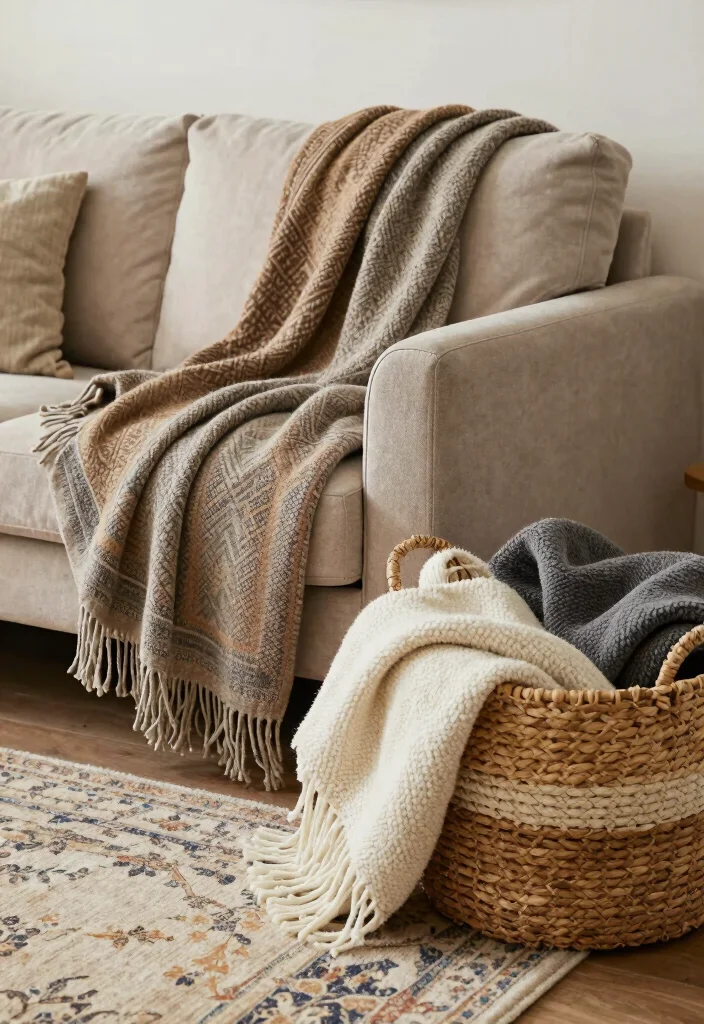 17 Messy Living Room Aesthetic Ideas: Lived-In Cozy Charm - 8. Throw Blanket Haven 1
