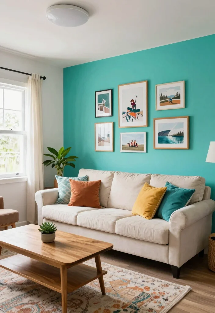 17 RV Living Room Ideas for Compact Comfortable Design - 1. Colorful Accent Walls 1