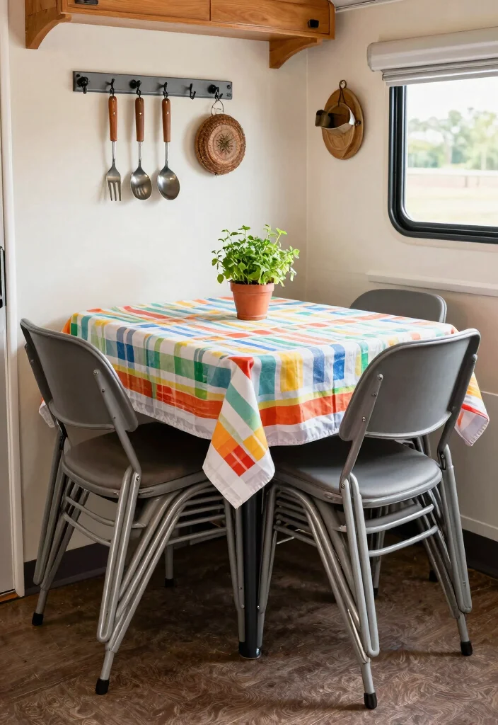 17 RV Living Room Ideas for Compact Comfortable Design - 11. Compact Dining Solutions 1