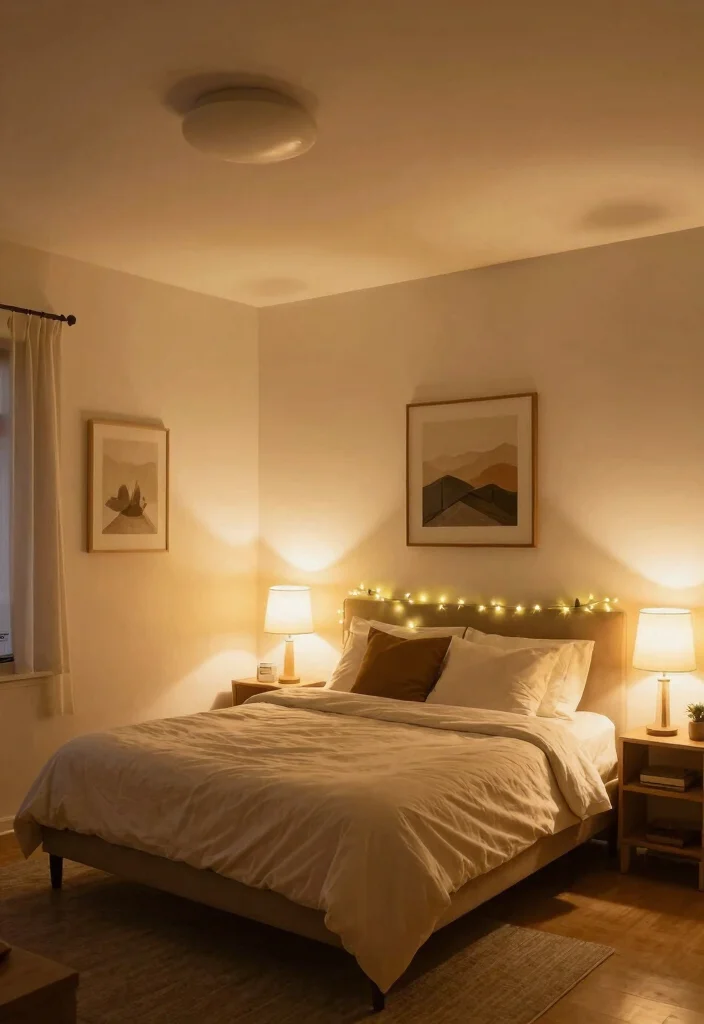 17 Rectangle Bedroom Layout Ideas Smart Space Flow - 12. Layered Lighting 1