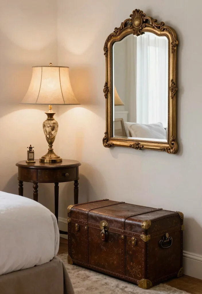 17 Small Bedroom With Bathroom Ideas: Compact Luxury Layouts - 15. Vintage Finds: Timeless Luxury 1