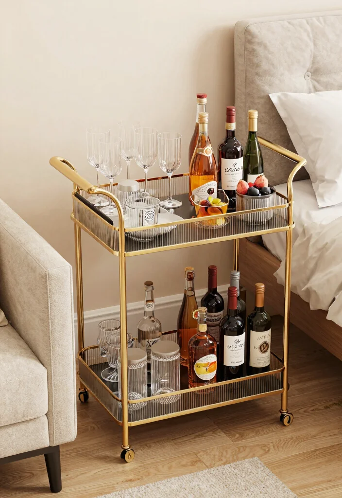 17 Small Bedroom With Bathroom Ideas: Compact Luxury Layouts - 16. Personal Mini Bar: Adding Fun Luxury 1