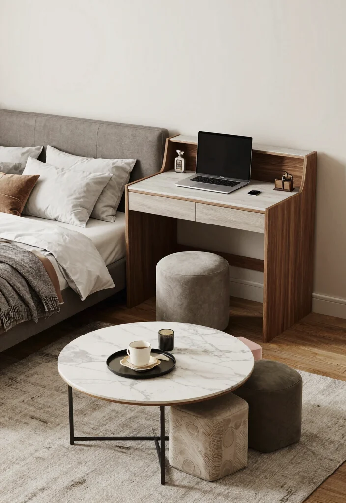 17 Small Bedroom With Bathroom Ideas: Compact Luxury Layouts - 7. Multi-Functional Furniture: Style Meets Utility 1