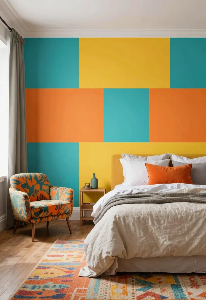 17 Wallpaper for Bedroom Modern Ideas Stylish Statement Walls - 12. Color Blocked Designs 1