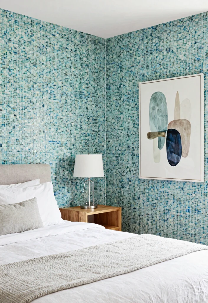 17 Wallpaper for Bedroom Modern Ideas Stylish Statement Walls - 14. Mosaic Tile Effect 1