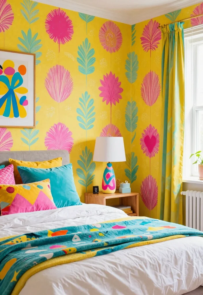17 Wallpaper for Bedroom Modern Ideas Stylish Statement Walls - 15. Bright and Cheerful 1