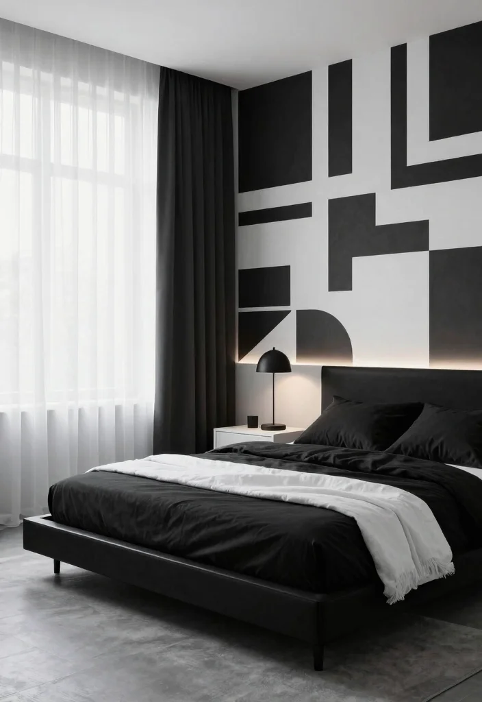 17 Wallpaper for Bedroom Modern Ideas Stylish Statement Walls - 4. Minimalist Black and White 1
