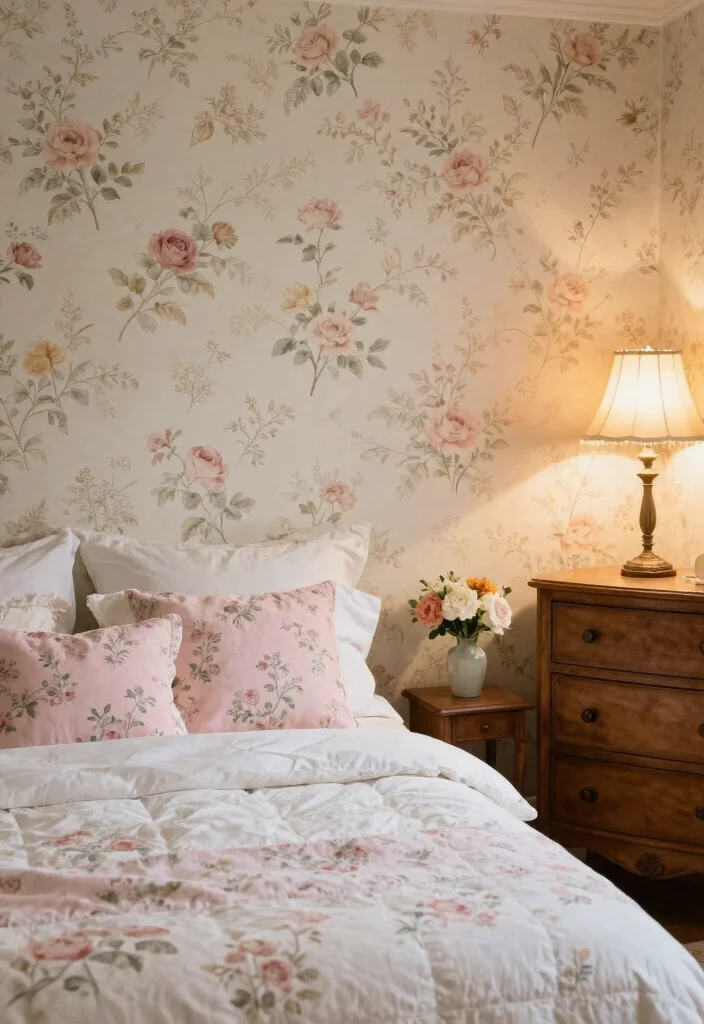 17 Wallpaper for Bedroom Modern Ideas Stylish Statement Walls - 5. Vintage Floral Prints 1