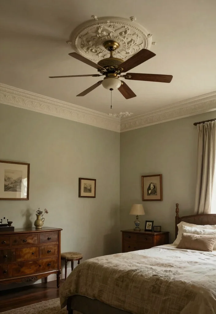 18 Bedroom False Ceiling Design With Fan Ideas for Modern Comfort - 14. Vintage Details 1