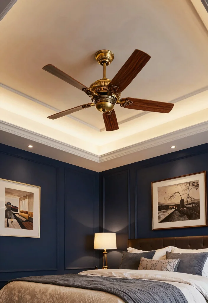 18 Bedroom False Ceiling Design With Fan Ideas for Modern Comfort - 2. Contemporary Elegance 1