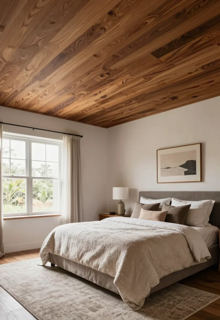 18 False Ceiling Design for Bedroom Ideas Stylish Modern Finish - 13. Accent Wood Ceilings 1