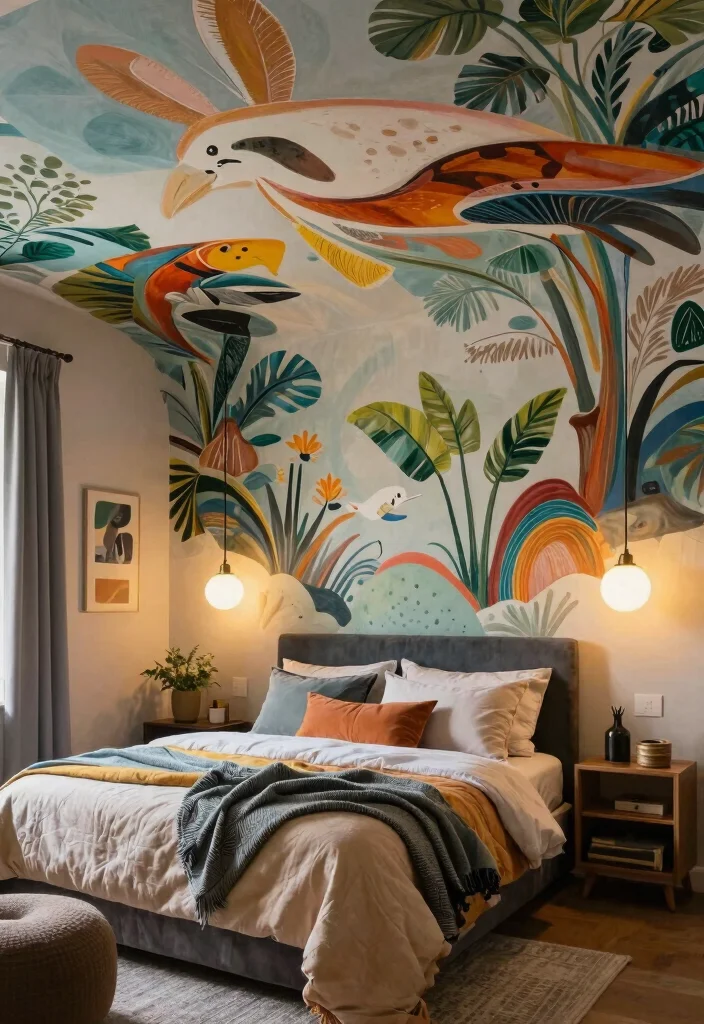 18 False Ceiling Design for Bedroom Ideas Stylish Modern Finish - 14. Artistic Murals on Ceilings 1