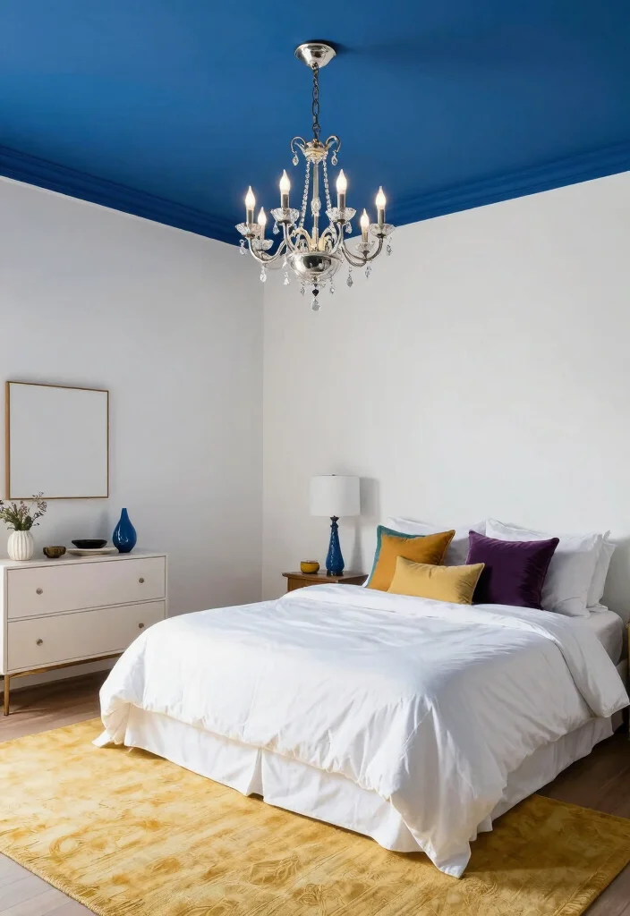 18 False Ceiling Design for Bedroom Ideas Stylish Modern Finish - 5. Painted Ceilings with Bold Colors 1