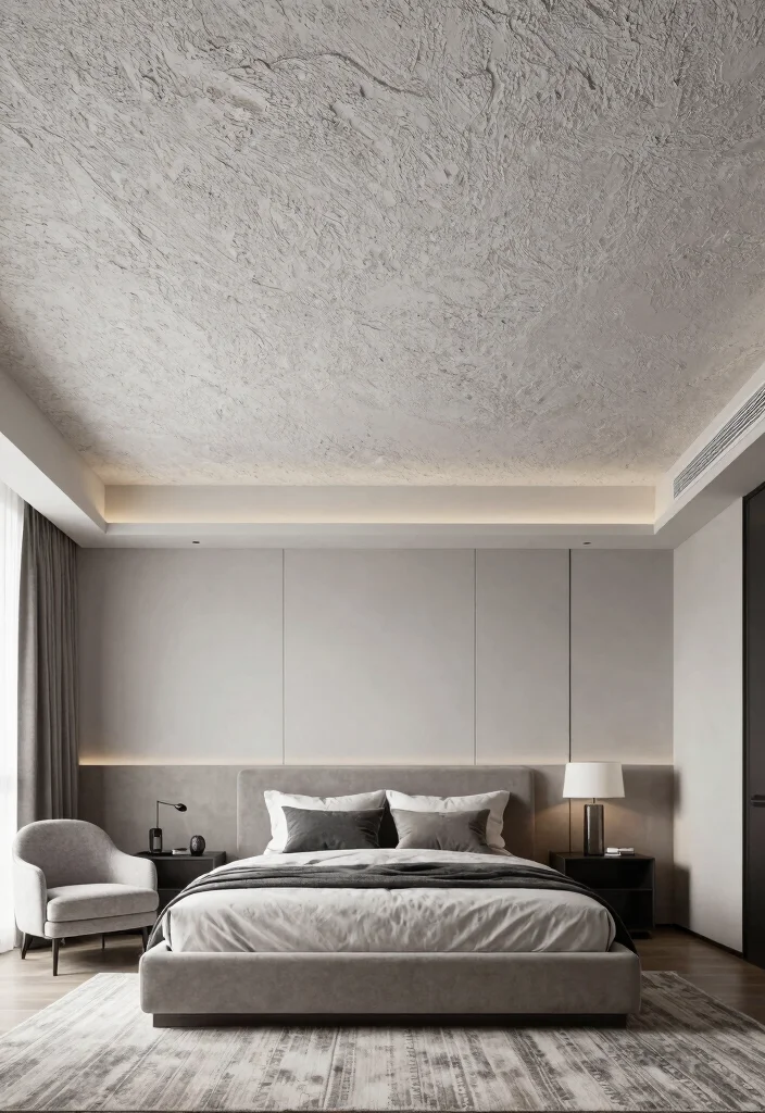 18 False Ceiling Design for Bedroom Ideas Stylish Modern Finish - 7. Textured Gypsum Board Ceilings 1