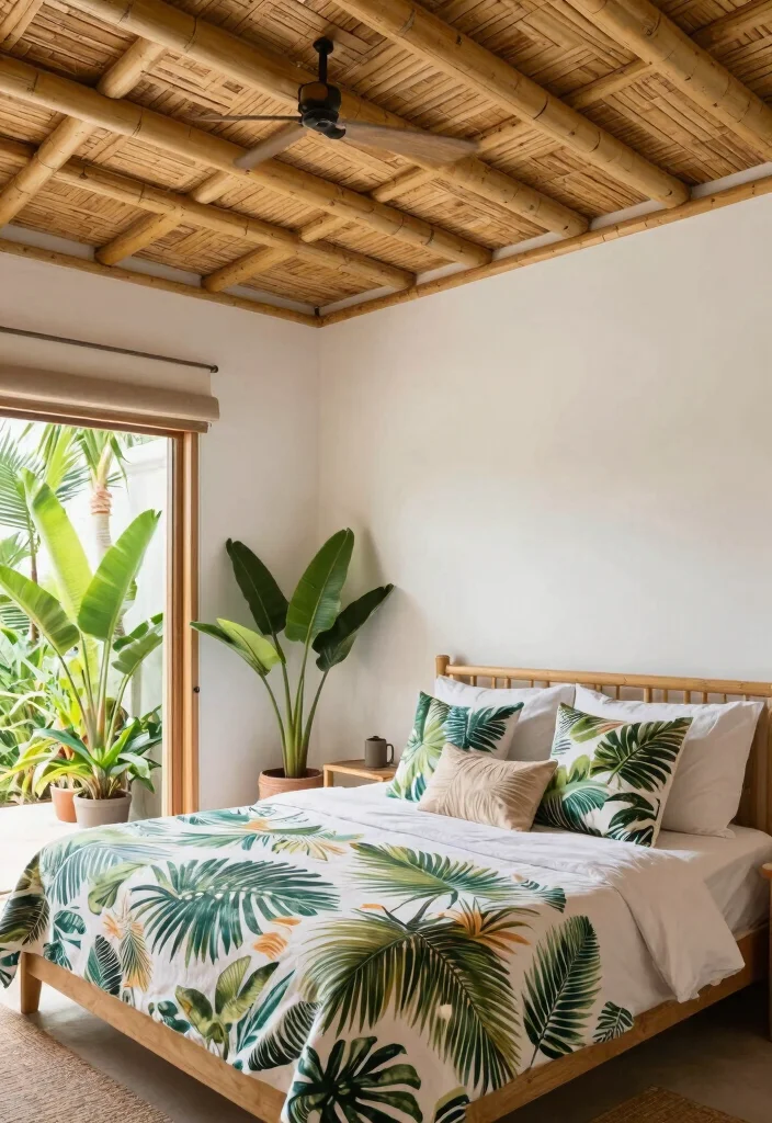 18 False Ceiling Design for Bedroom Ideas Stylish Modern Finish - 8. Eco-Conscious Bamboo Design 1