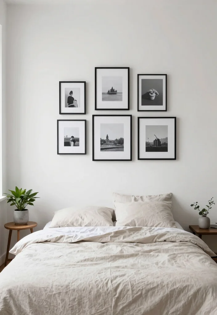 18 IKEA Malm Bedroom Ideas for a Clean Minimal Scandinavian Style - 5. Minimalist Gallery Wall 1