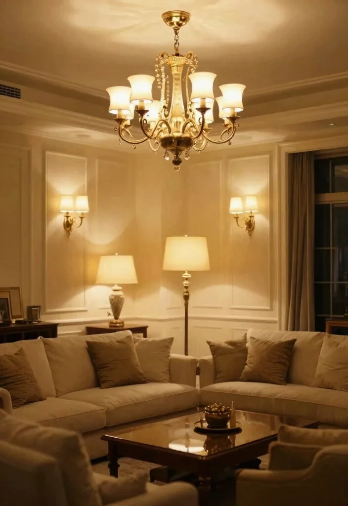 18 Living Room Big Ideas How to Style Large Spaces - 10. Lighting Layers for Ambience 1