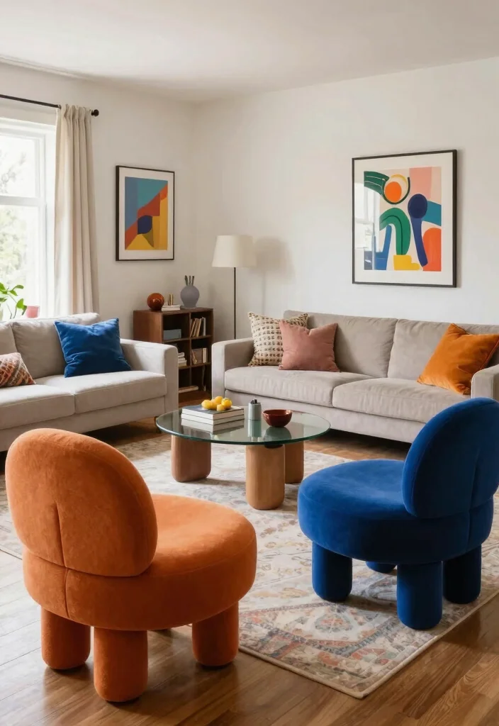 18 Living Room Big Ideas How to Style Large Spaces - 14. Add Funky Accent Chairs 1