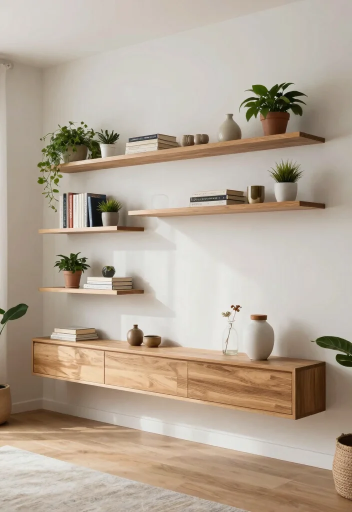 18 Living Room Refresh Ideas: Easy Updates That Work - 13. Functional Wall Storage 1