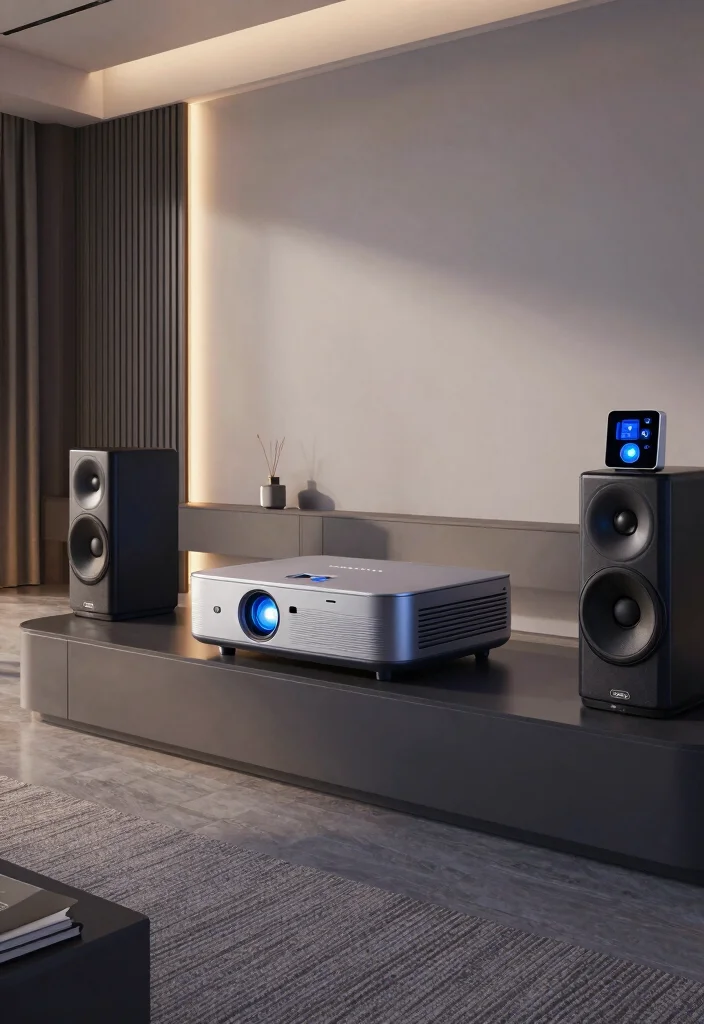 18 Living Room With Projector Ideas for Cozy Movie Nights - 10. Tech-Savvy Home Theater 1