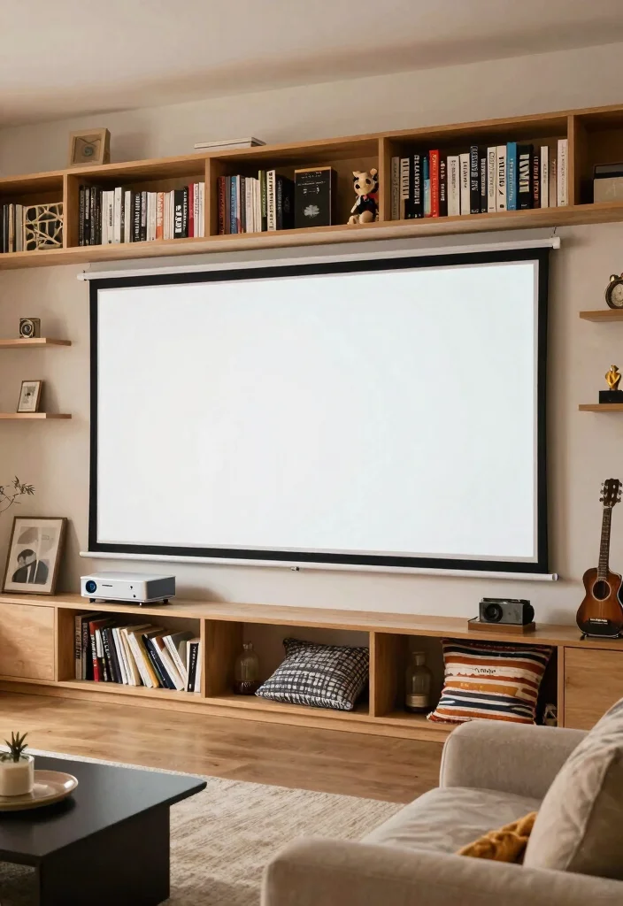 18 Living Room With Projector Ideas for Cozy Movie Nights - 18. Customizable Projects 1