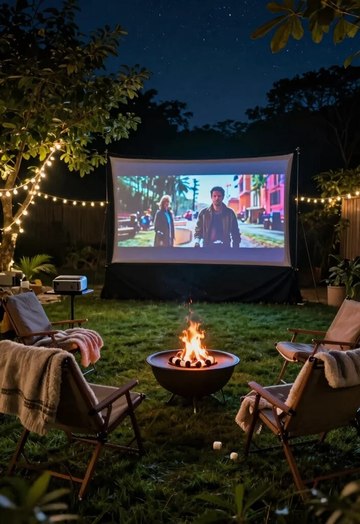 18 Living Room With Projector Ideas for Cozy Movie Nights - 4. Outdoor Movie Experience 1