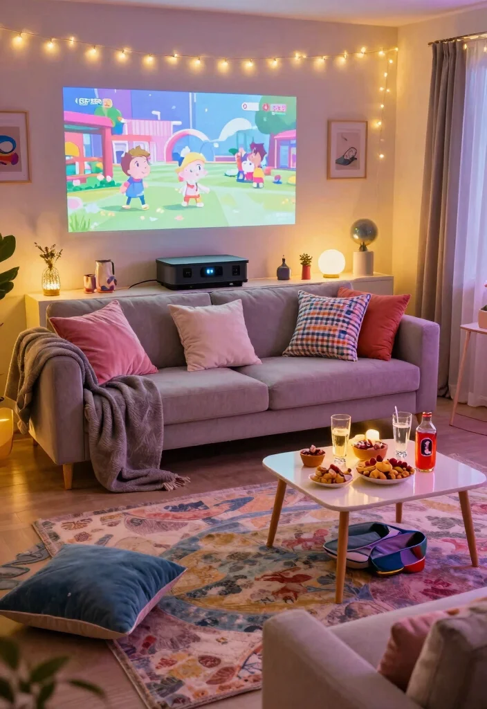 18 Living Room With Projector Ideas for Cozy Movie Nights - 5. Thematic Movie Nights 1