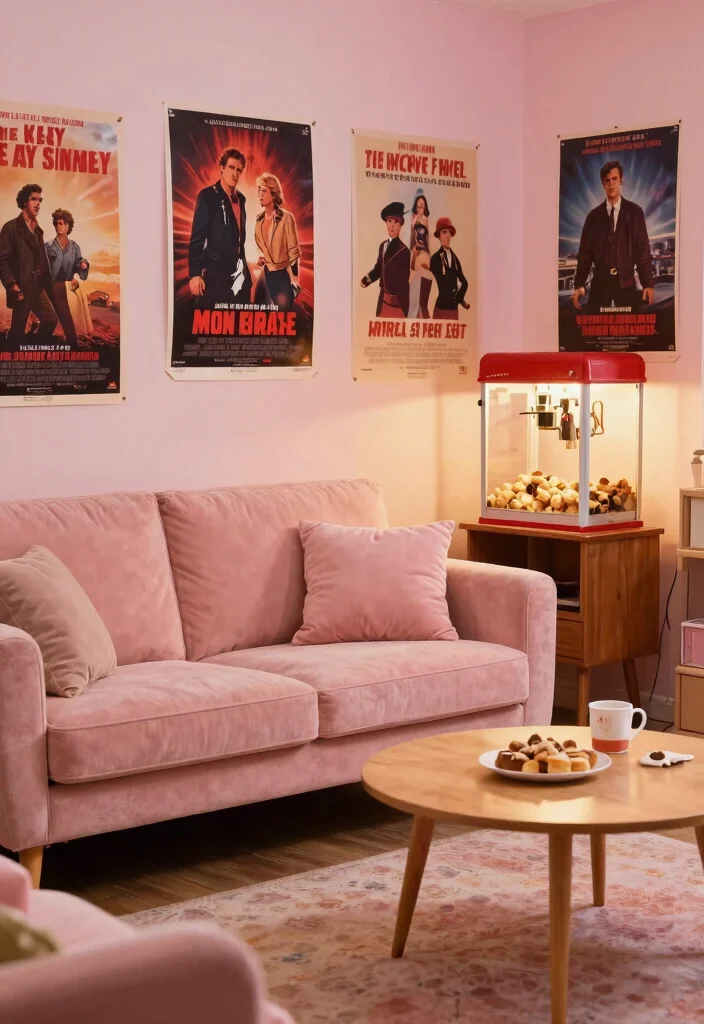 18 Living Room With Projector Ideas for Cozy Movie Nights - 8. Vintage Movie Night Vibes 1